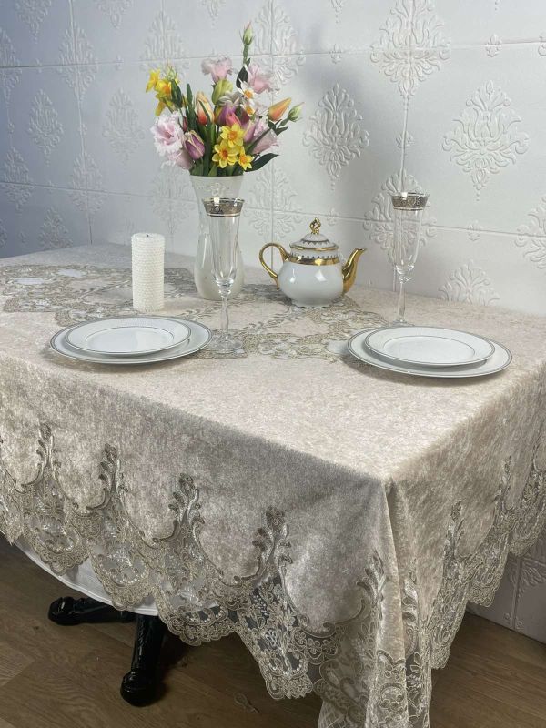 Скатертина Велюр Acme Tekstil 160x300 Lisa Cappucino PVS