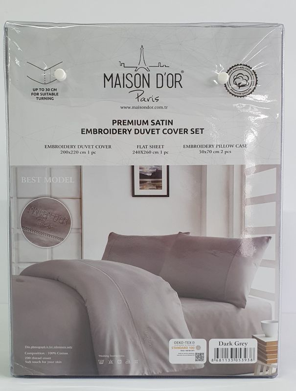 Постільна білизна Maison D'or преміум сатин 200х220 Dark Grey