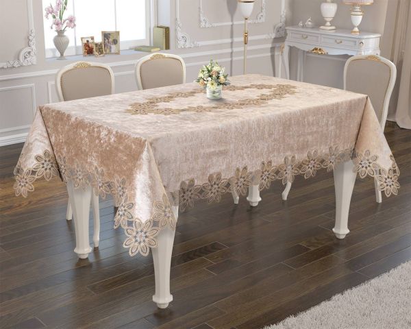 Скатертина Велюр Acme Tekstil 160x220 Daisy Capiccino PVS
