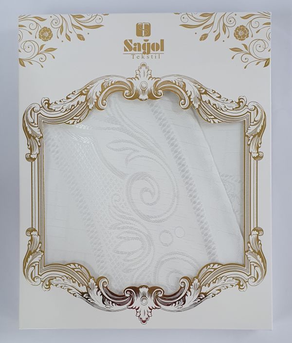 Скатертина Sagol тефлон 160x350 ovale Sgl-003 White в коробці *