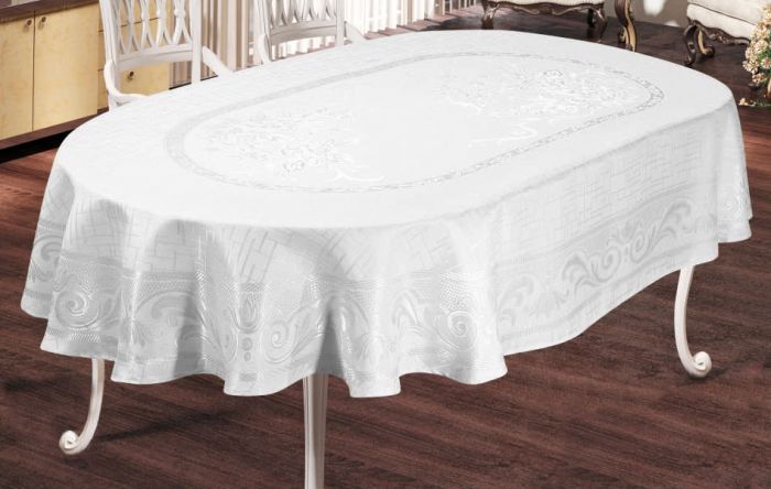 Скатертина Sagol тефлон 160x350 ovale Sgl-003 White в коробці *
