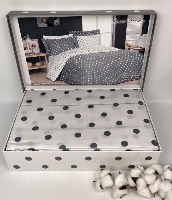 Постільна білизна Maison D'or сатин 160х220 Sweet Dreams Grey