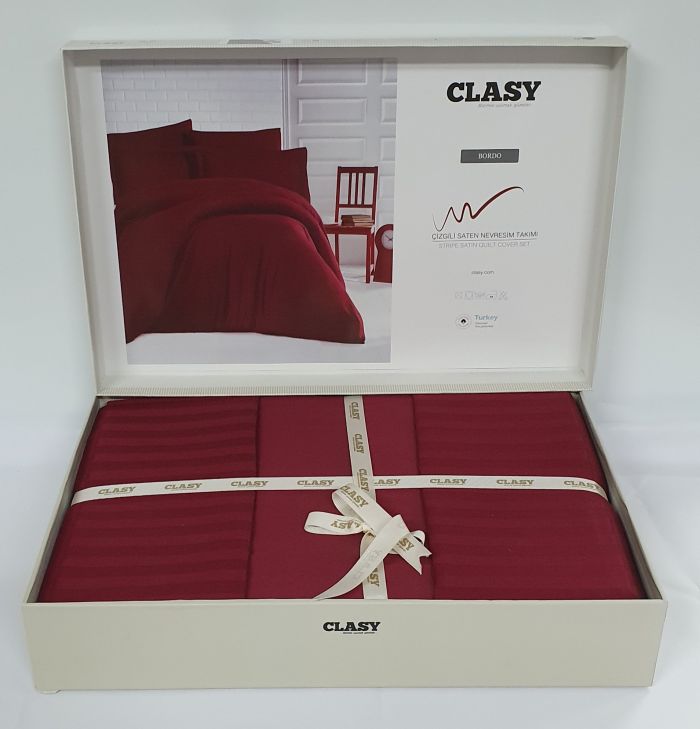 Постільна білизна CLASY страйп-сатин 200x220 см Bordo