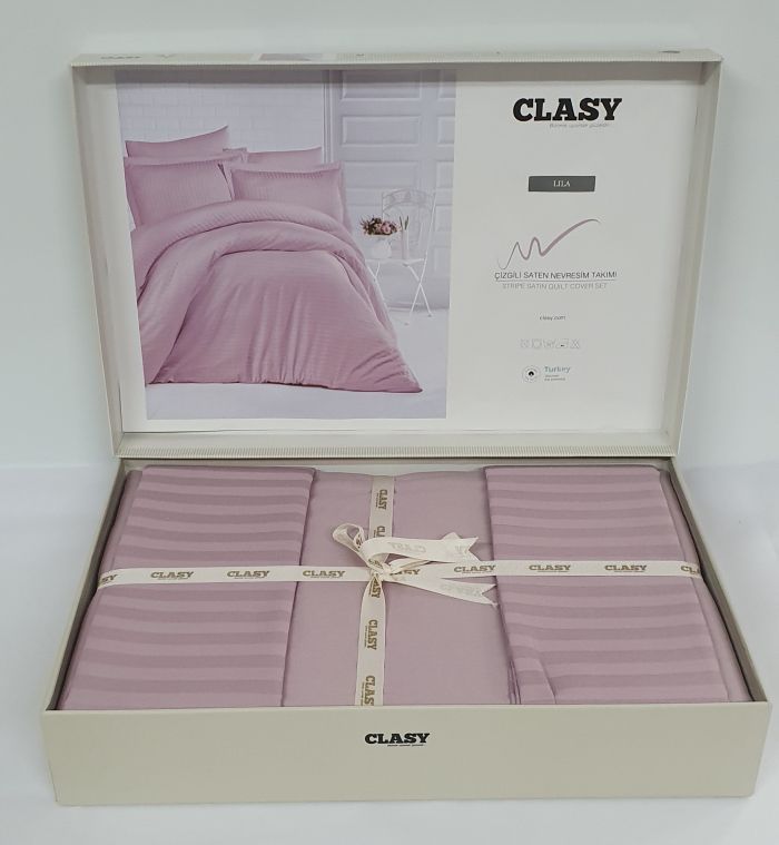 Постільна білизна CLASY страйп-сатин 200x220 см Lila