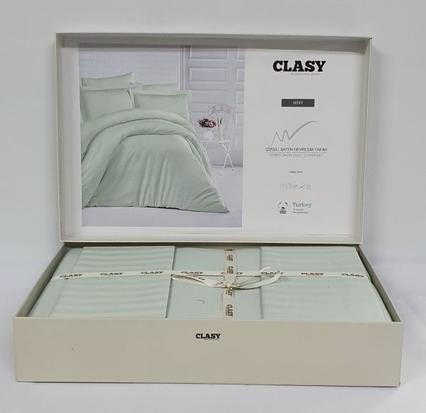 Постільна білизна CLASY страйп-сатин 200x220 см Mint