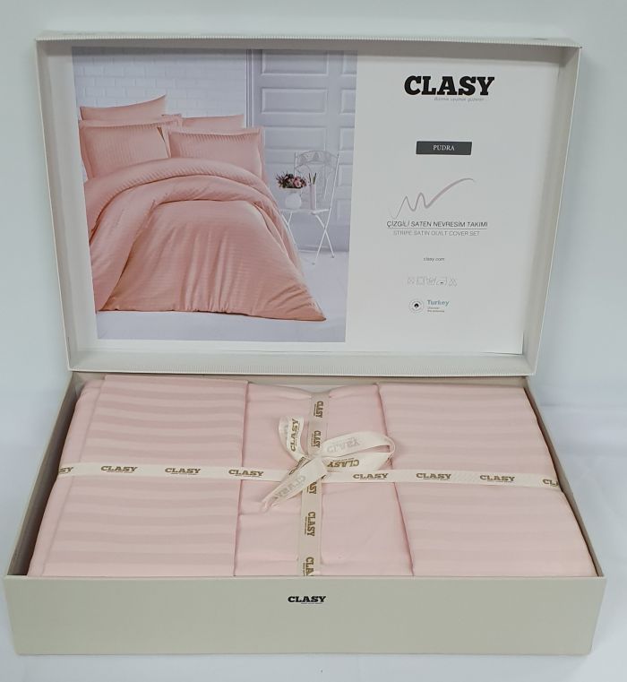 Постільна білизна CLASY страйп-сатин 200x220 см Pudra