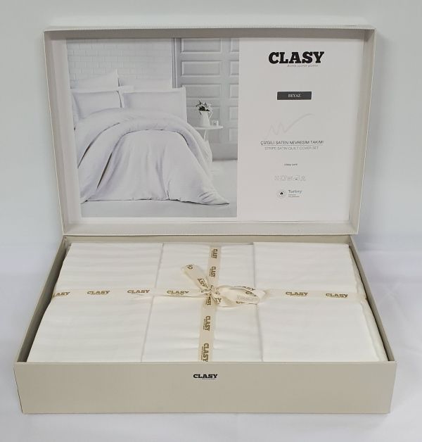 Постільна білизна CLASY страйп-сатин 200x220 см Beyaz