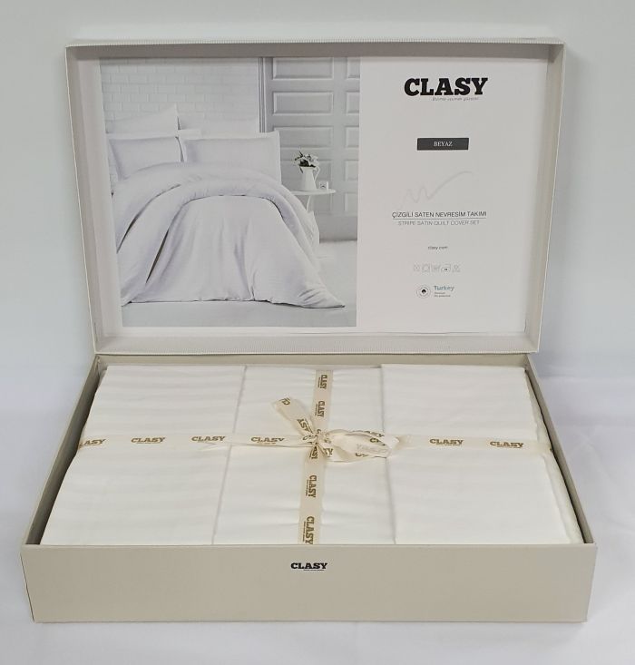Постільна білизна CLASY страйп-сатин 200x220 см Beyaz