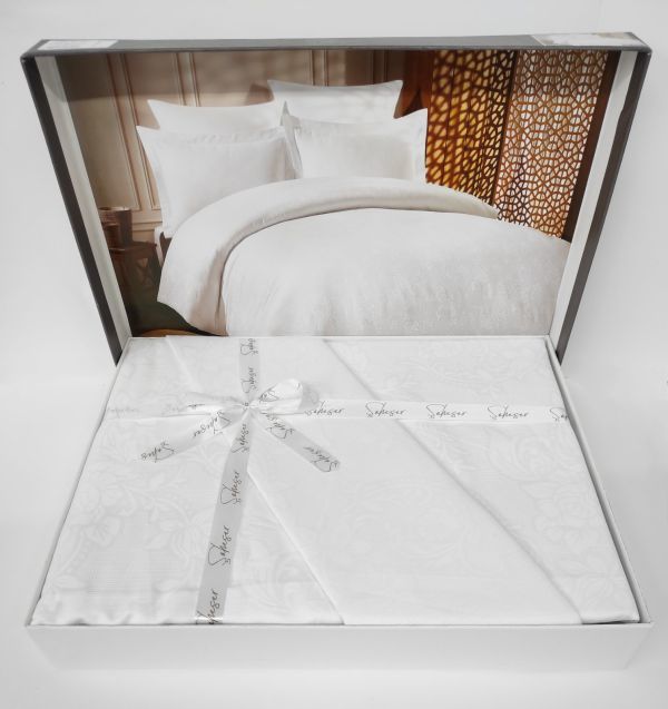 Постільна білизна Saheser Jacquard Vip Satin 200X220 Rosella Gul/Beyaz