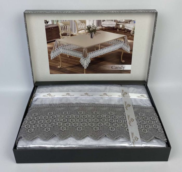 Силіконова скатертина з мереживом Maison Royale 160х220 Candy Silver