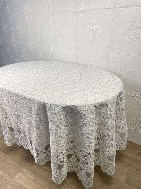Скатертина Велюр Acme Tekstil 160x260 ovale Lux Daisy Krem PVS