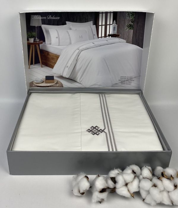Постільна білизна Maison D'or Deluxe сатин з вишивкою 200х220 Grey
