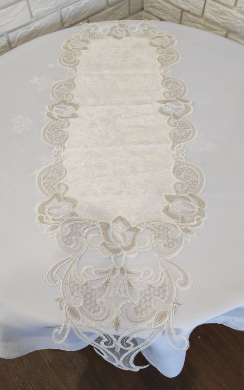 Доріжка велюрова Acme з мереживом 40*100 Rose Cream