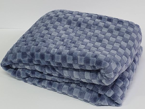 Покривало велюр шахмати 200х220 Blue