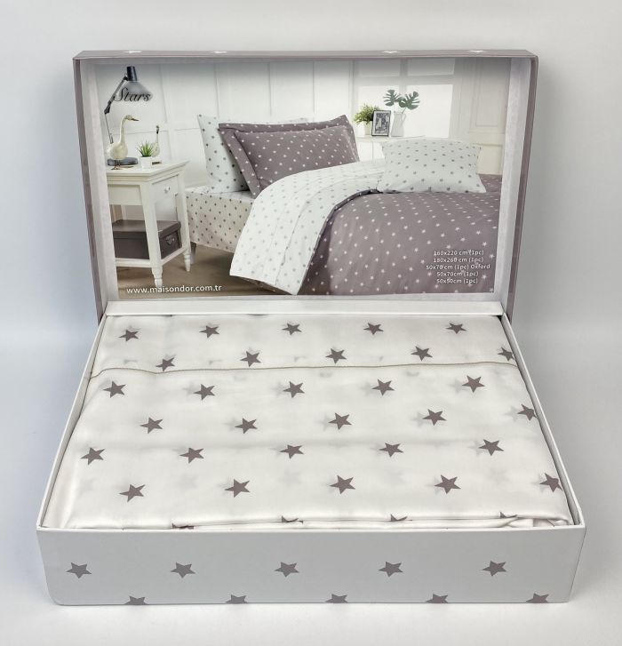 Постільна білизна Maison D'or сатин 160х220 Stars Beige