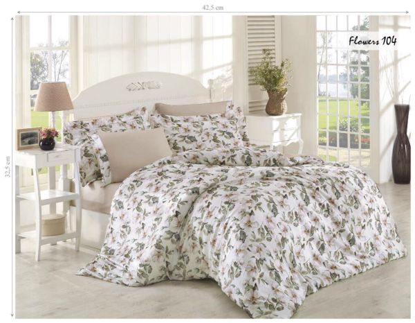 Постільна білизна Issihome сатин жатий-шовк  200*220 Flowers 104