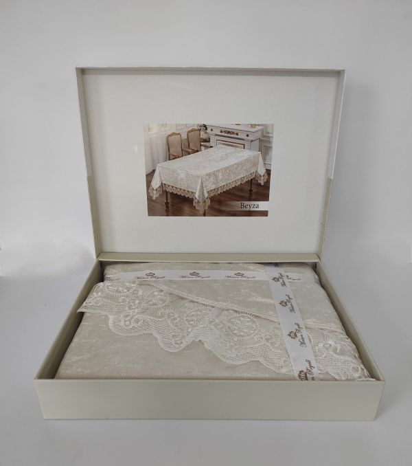 Скатертина Велюр Maison Royale 160 круг Beyza Cream
