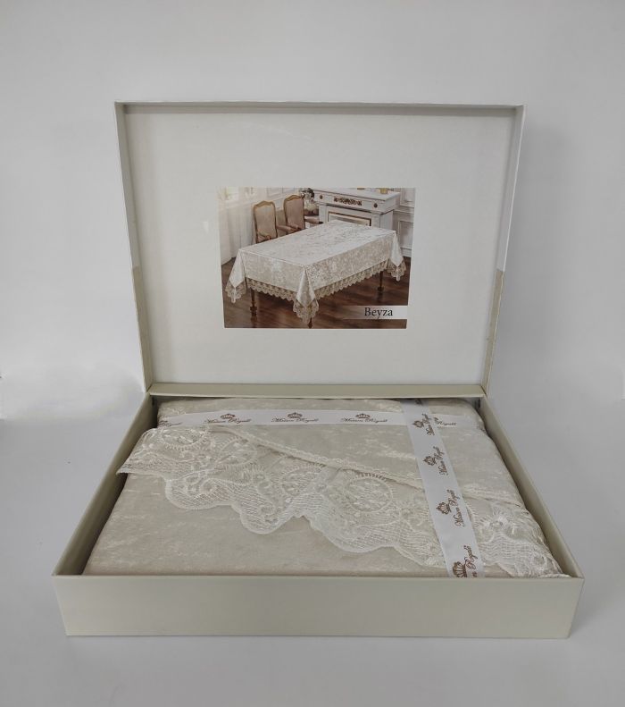 Скатертина Велюр Maison Royale 160 круг Beyza Cream