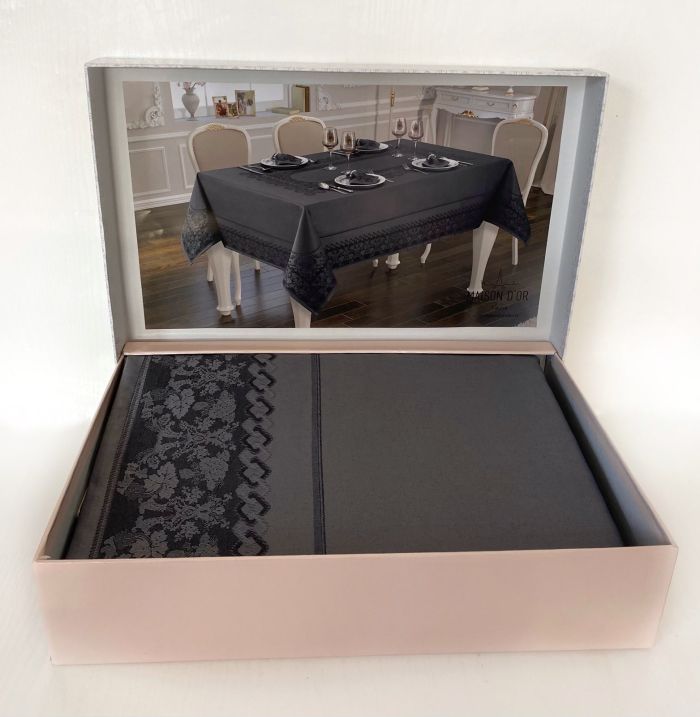 Скатертина Set Maison D'or 160х270+6psc Palmer Grey-Black