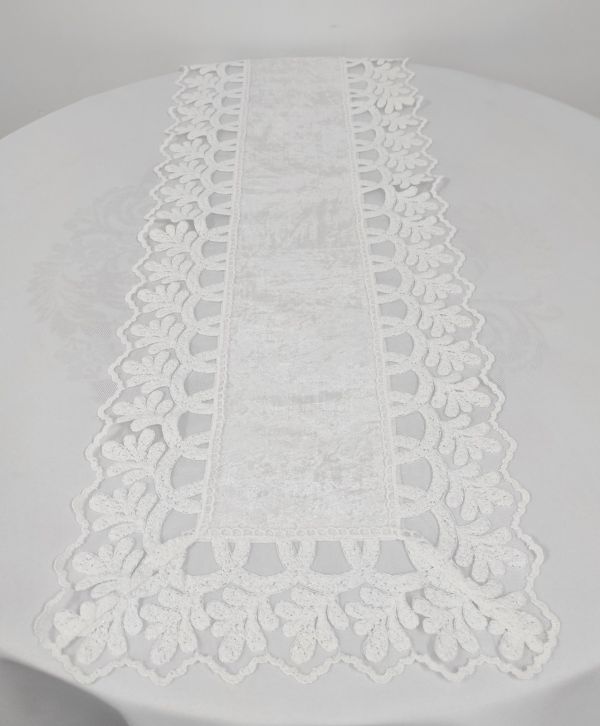 Доріжка велюрова Acme з мереживом 40*140 Amora Krem