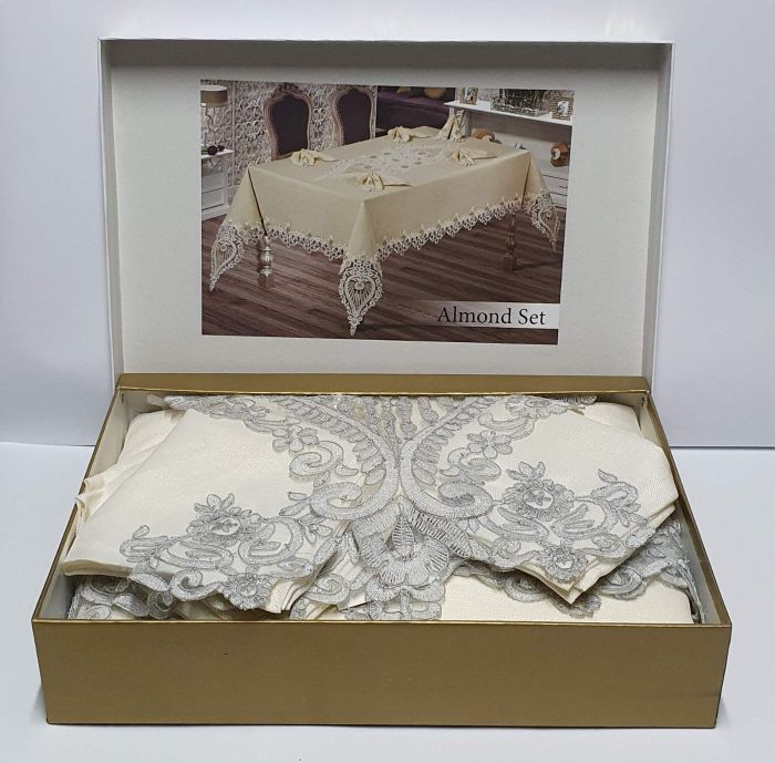 Скатертина Set Maison Royale 160x220+8 psc Almond Grey