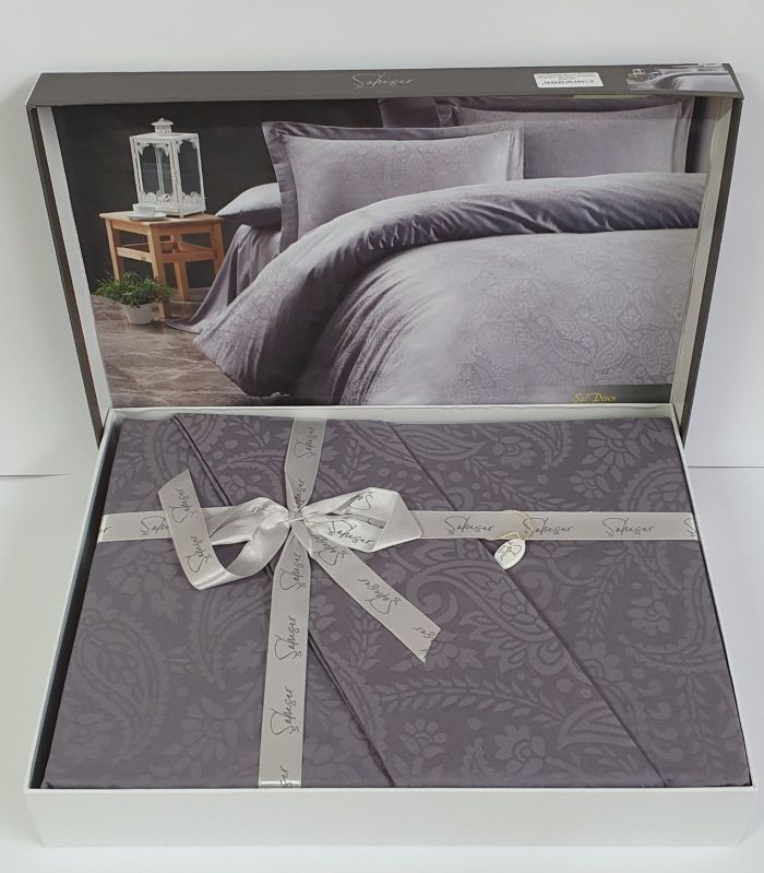 Постільна білизна Saheser Jacquard Vip Satin 200X220 Koyu Gri