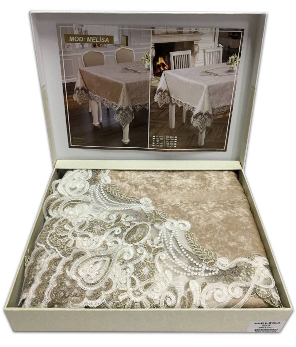 Скатертина Велюр Acme Tekstil 160x220 Melisa Capiccino