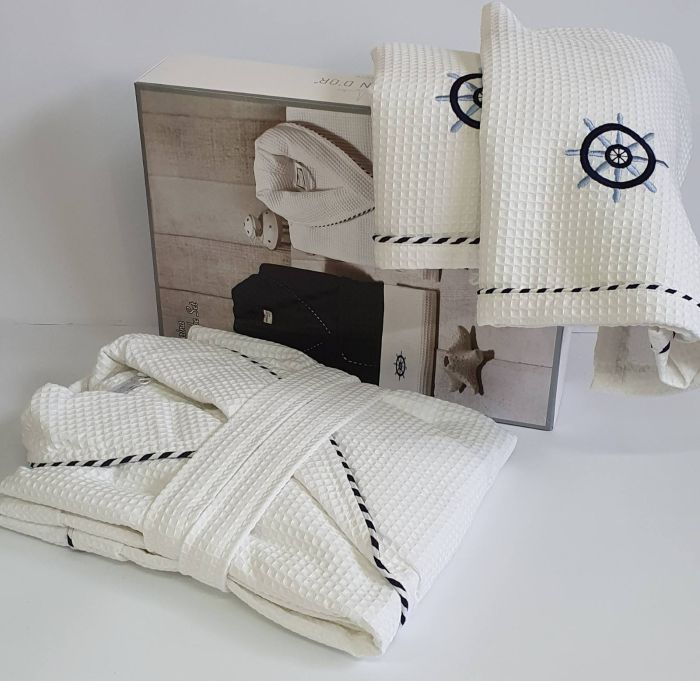 Халат набір чоловічий Maison D'or Marine White L