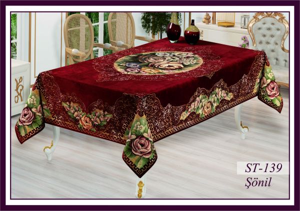 Скатертина велюрова Sagol 160х220 St-139 V-4 Bordo