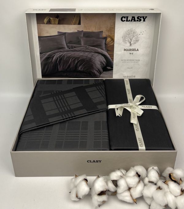 Постільна білизна CLASY сатин 200x220 см Marsela V5 Antrasit