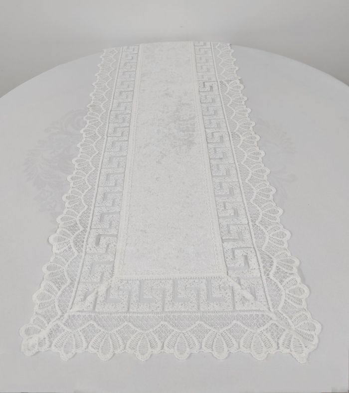 Доріжка велюрова Acme з мереживом 40*140 Vefa Krem