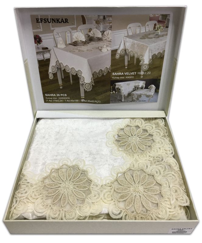 Скатертина Велюр Acme Tekstil 160x220 Sahra Krem