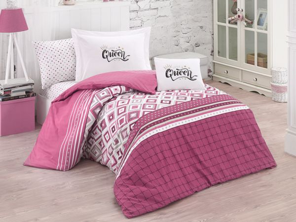 Постільна білизна CLASY ранфорс 160x220 см LITTLE QUEEN V2 PEMBE