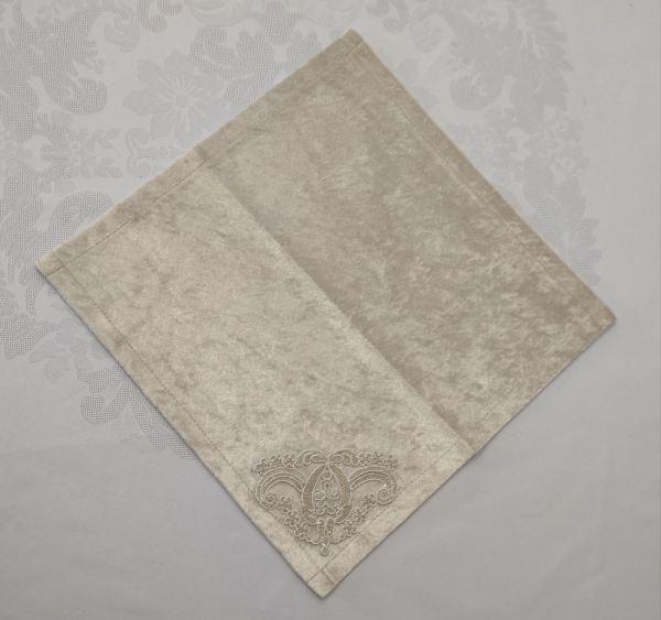 Серветка велюрова Acme з мереживом 35*35 Odin Cappicino