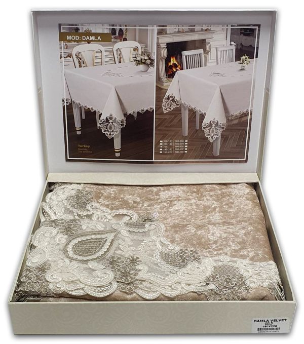 Скатертина Велюр Acme Tekstil 160x220 Damla Capiccino