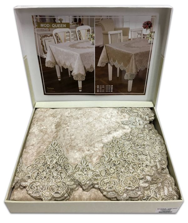 Скатертина Велюр Acme Tekstil 160x260 Quenn Capiccino