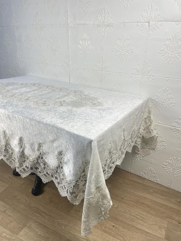 Скатертина Велюр Acme Tekstil 160x220 Lisa Krem PVS