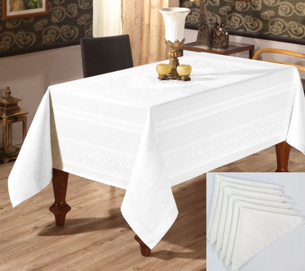 Скатертина Sagol тефлон 140x180 St-052 White + 6 серветок 45 *