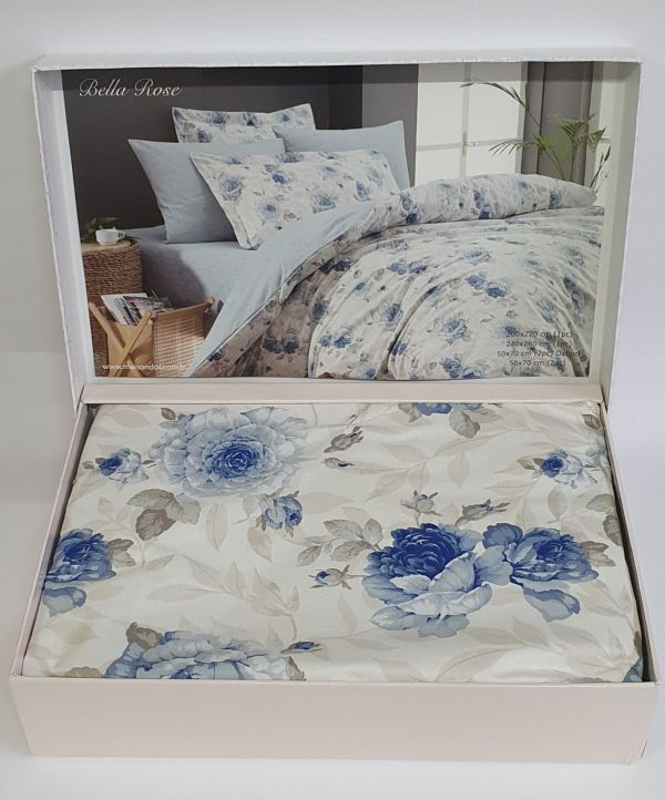 Постільна білизна Maison D'or ранфорс Bella Rose 200х220 Blue