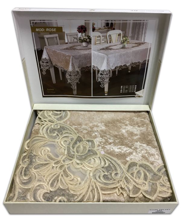 Скатертина Велюр Acme Tekstil 160x300 Rose Cappicino