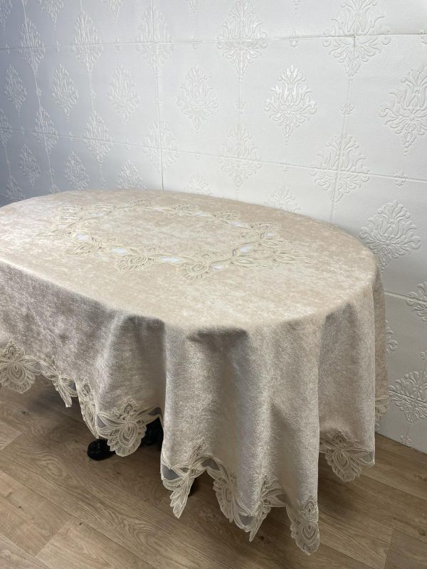 Скатертина Велюр Acme Tekstil 160x220 ovale Cinar Capiccino PVS