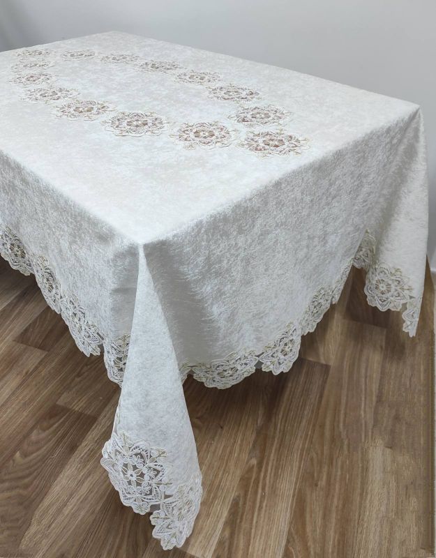 Скатертина Велюр Acme Tekstil 160x220 Star Krem PVS