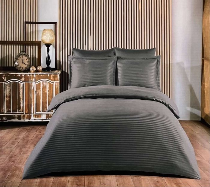 Постільна білизна Pretty страйп-ранфорс 180x220 Grey(ж)