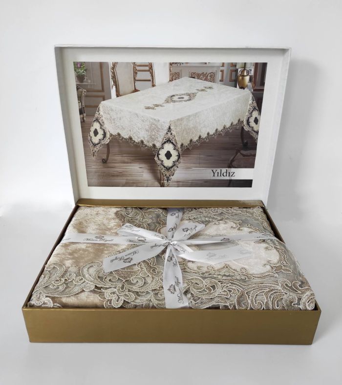 Скатертина Велюр Maison Royale 160x400 Yildiz Cappucino