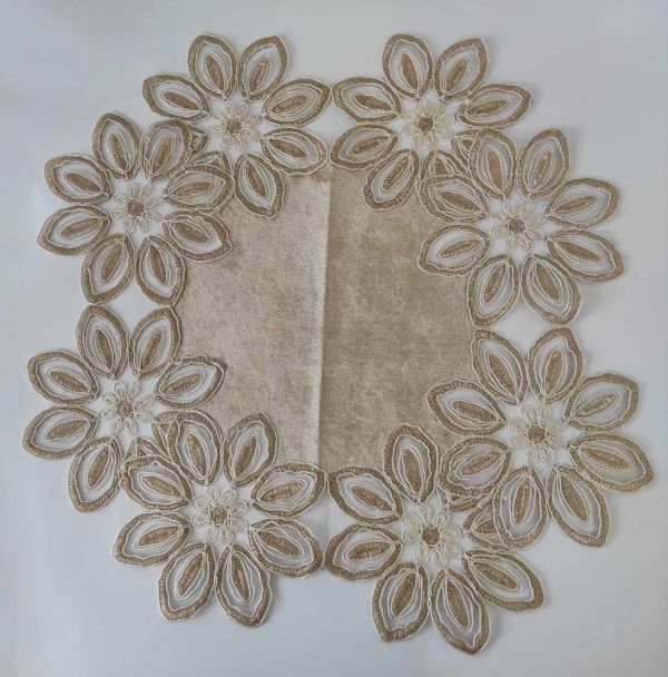 Серветка велюрова Acme з мереживом 45*45 Daisy Cappicino
