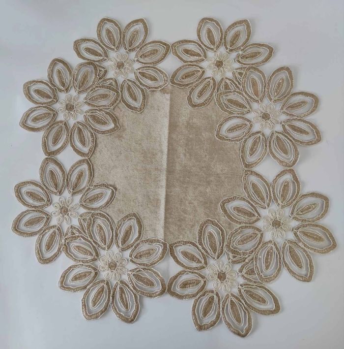 Серветка велюрова Acme з мереживом 45*45 Daisy Cappicino