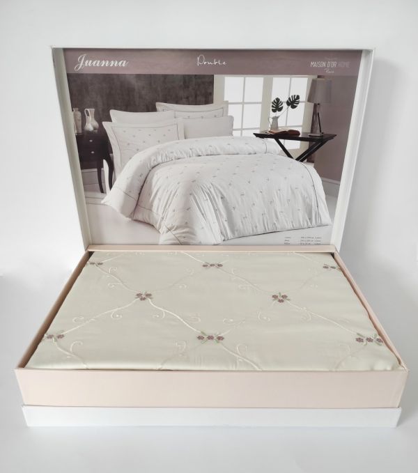Постільна білизна Maison D'or сатин 200х220 Juanna Ecru Darc Lilac