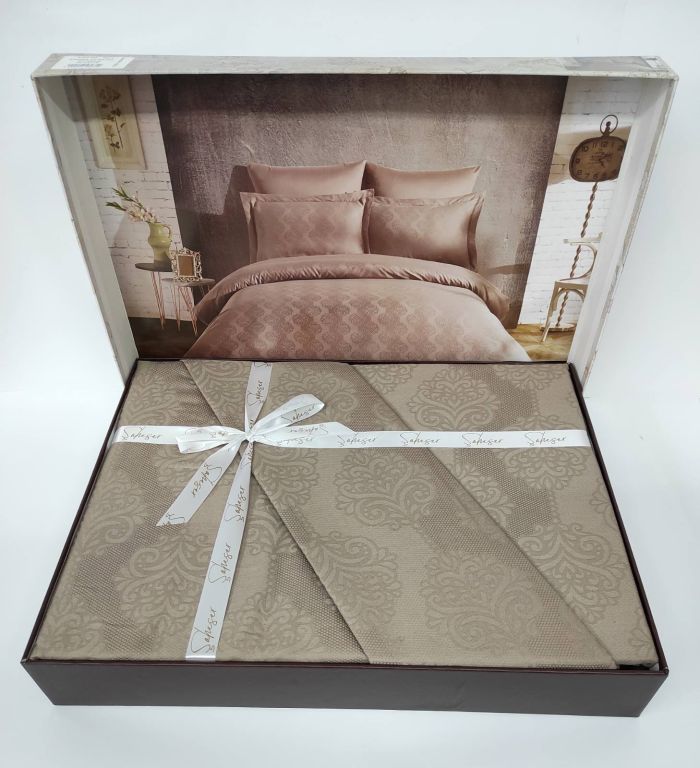 Постільна білизна Saheser Jacquard Vip Satin 200X220 Samara Kahve