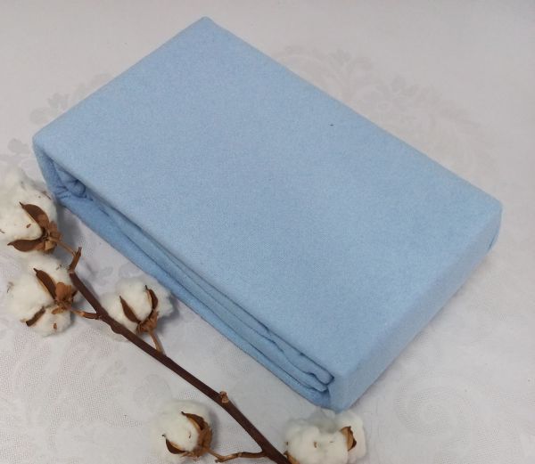 Простирадло 200х200 махрове на резинці "Home line" Light blue 130г/м2