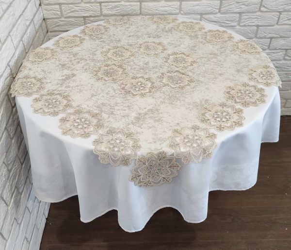 Квадрат велюровий Acme з мереживом 100*100 Star Cappicino